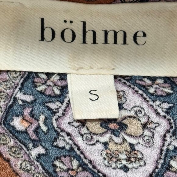 Bohme Womens Size S Long Sleeve Button-Down Shirt Geometric Print Blue & Rust - Picture 4 of 6